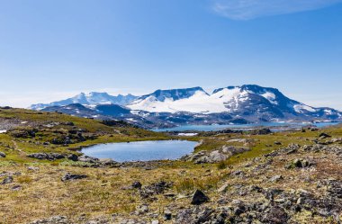 Norveç'in çatısında bakış açısı Sognefjellshytta