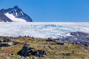 Norveç'in çatısında bakış açısı Sognefjellshytta