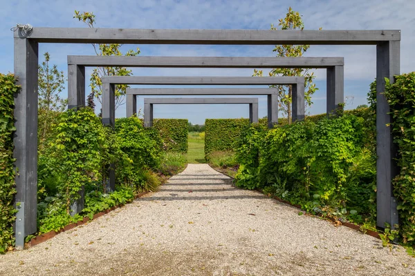 Diseño de jardín con pérgola — Foto de Stock