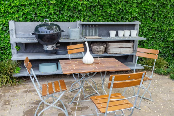 Garden terrace with BBQ — Stock Photo, Image