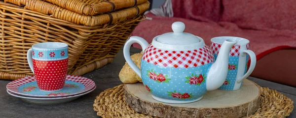 Alta tè decorazioni picnic — Foto Stock