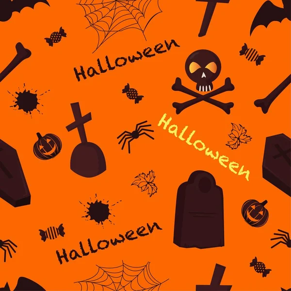 Halloween Orange Motif Festif Sans Couture Fond Sans Fin Avec — Image vectorielle