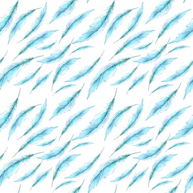 Suluboya pürüzsüz kawaii çizmişti sevimli pembe mavi turkuaz boho kuş tüyü kanat sesi arka plan