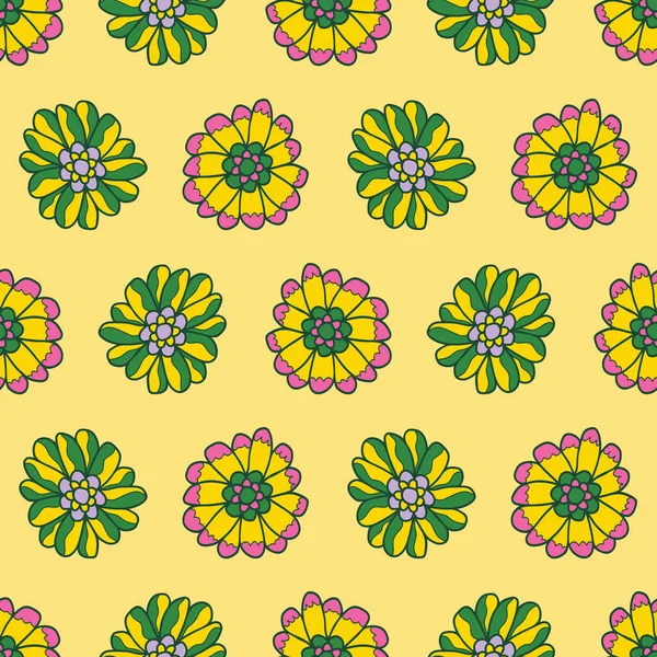 Retro 60 floral. Padrão de repetição vetorial. Ótimo para decoração de casa, embrulho, moda, scrapbooking, papel de parede, presente, crianças, vestuário . — Vetor de Stock