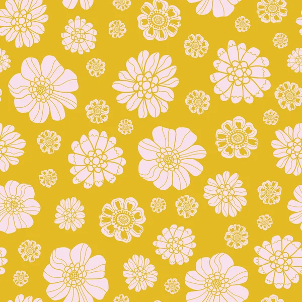 Retro 60 floral. Padrão de repetição vetorial. Ótimo para decoração de casa, embrulho, moda, scrapbooking, papel de parede, presente, crianças, vestuário . — Vetor de Stock