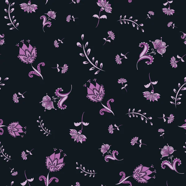 Vintage jacobea floral con flores, hojas y flores. Ideal para la decoración del hogar, envoltura, moda, scrapbooking, papel pintado, regalo, niños, ropa. — Vector de stock