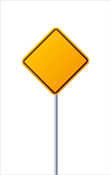 Blank yellow road sign on white background. — Stock Vector