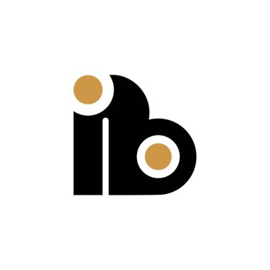 İlk harf ib logosu veya çift logo vektör tasarım şablonu