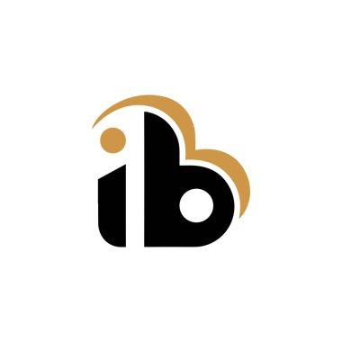 İlk harf ib logosu veya çift logo vektör tasarım şablonu