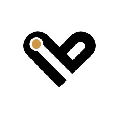 İlk harf ib logosu veya çift logo vektör tasarım şablonu