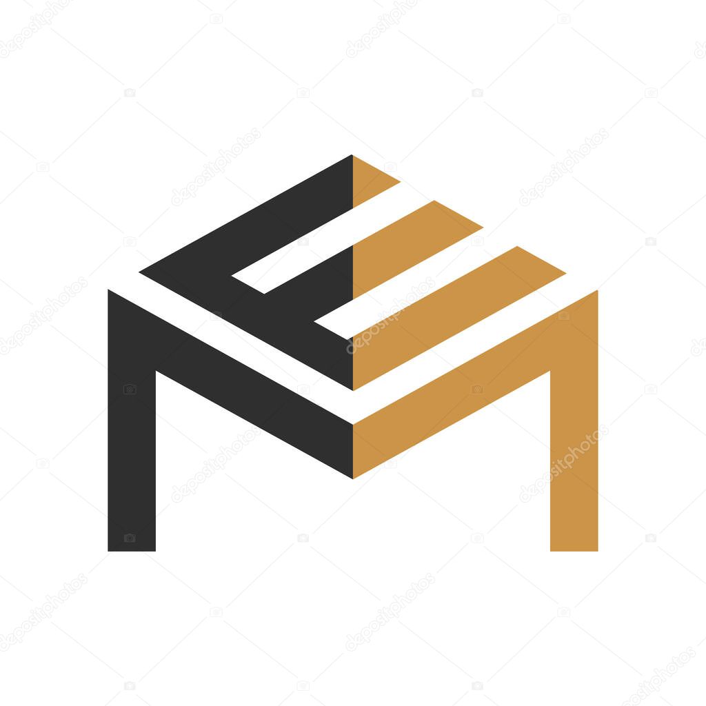 Initial letter em logo or me logo vector design template