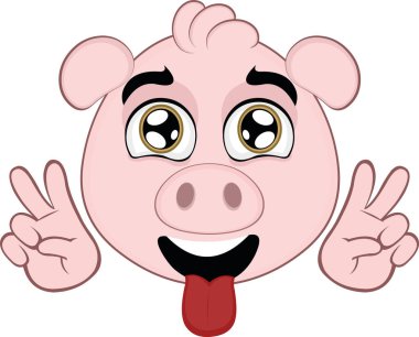 Tatlı bir domuz çizgi filminin vektör çizimi.