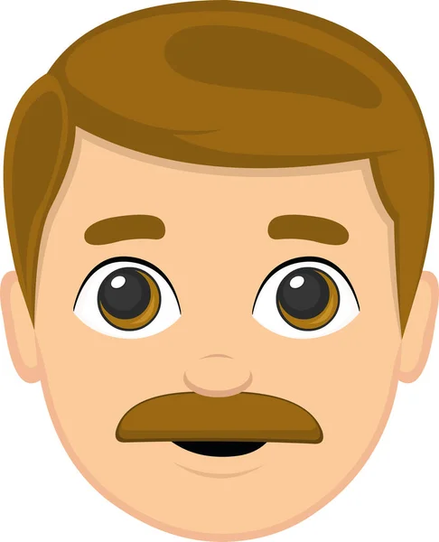 Vector Illustration Man Face Mustaches — Stock Vector