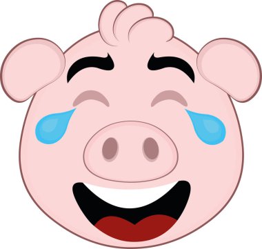 Tatlı bir domuz çizgi filminin vektör çizimi.