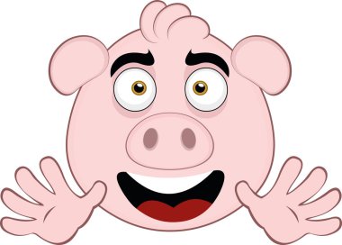 Tatlı bir domuz çizgi filminin vektör çizimi.