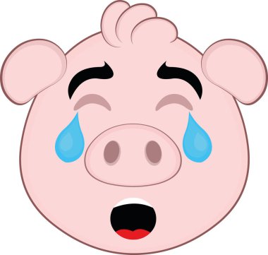 Tatlı bir domuz çizgi filminin vektör çizimi.