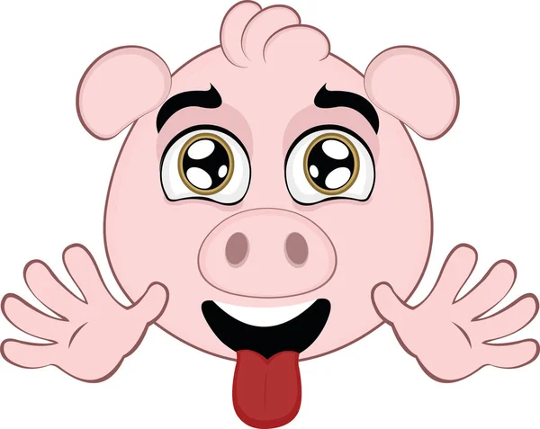 Illustration Vectorielle Visage Cochon Dessin Animé Mignon — Image vectorielle