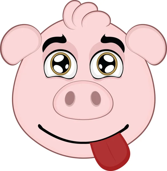 Illustration Vectorielle Visage Cochon Dessin Animé Mignon — Image vectorielle