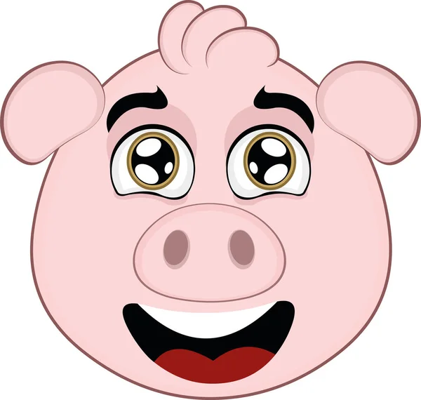 Illustration Vectorielle Visage Cochon Dessin Animé Mignon — Image vectorielle