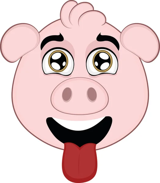 Векторная Иллюстрация Лица Милой Мультяшной Свиньи — стоковый вектор