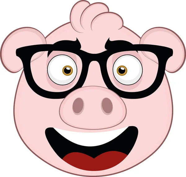 Illustration Vectorielle Visage Cochon Dessin Animé Mignon — Image vectorielle