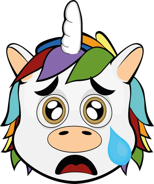 Vector Illustration Face Unicorn Cartoon — Stock Vector