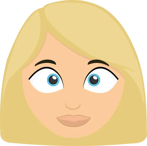 Vector Illustration Face Blonde Woman Blue Eyes — Stock Vector