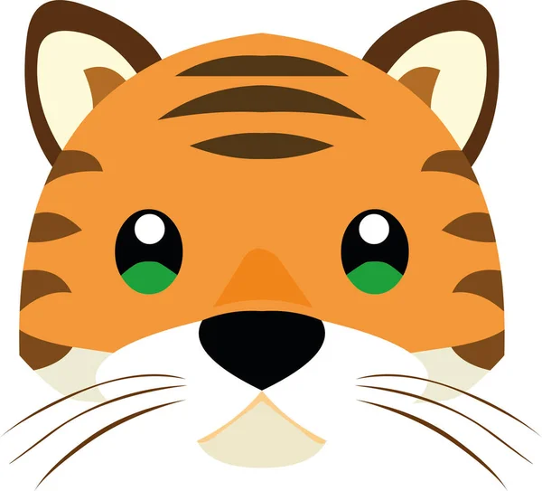 Εικονογράφηση Διάνυσμα Πρόσωπο Ενός Χαριτωμένου Τίγρη Κινουμένων Σχεδίων — Διανυσματικό Αρχείο