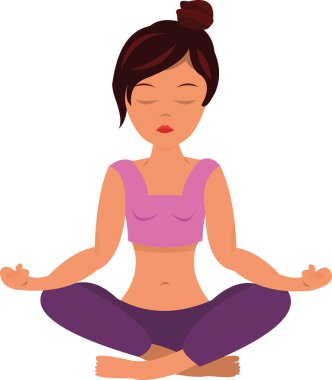 Yoga yapan bir kadının vektör çizimi