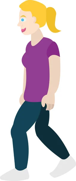 Vector Illustration Cartoon Woman Walking — Stock Vector
