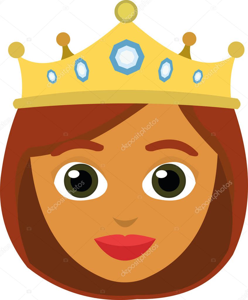 Vector illustration of emoticon of a cartoon queen's face