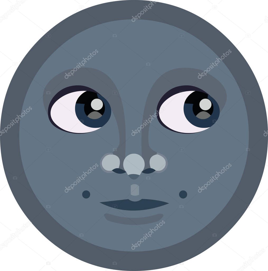 Vector illustration of moon emoticon with a face