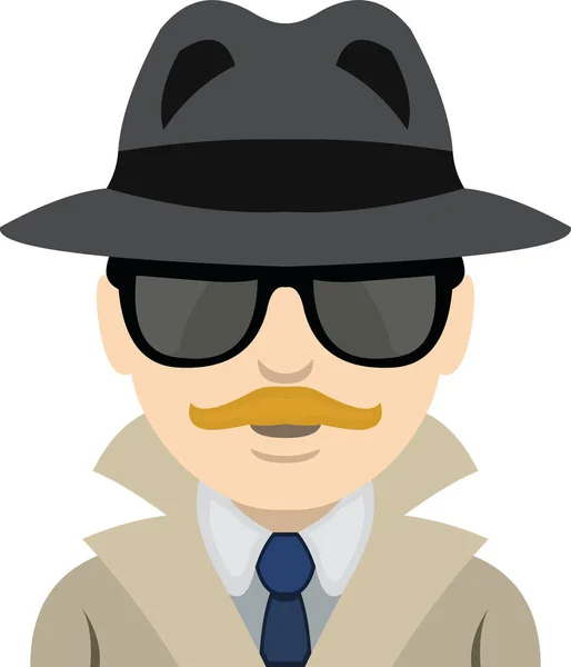 Vektor Emoticon Illustration Eines Privaten Agenten Charakters — Stockvektor