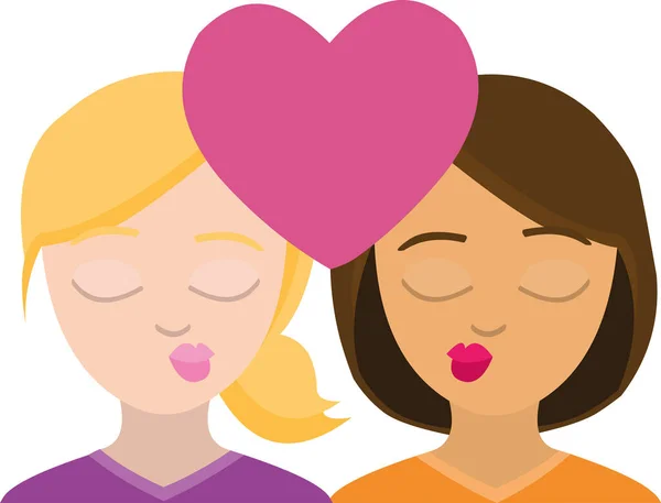 愛の二人の女性の感情的な概念のベクトル図 — ストックベクタ