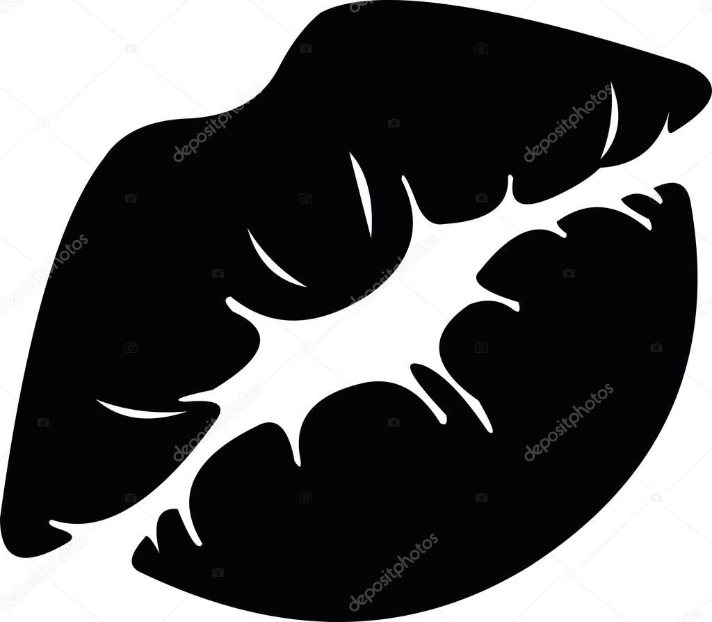 Vector illustration of a black kiss mark