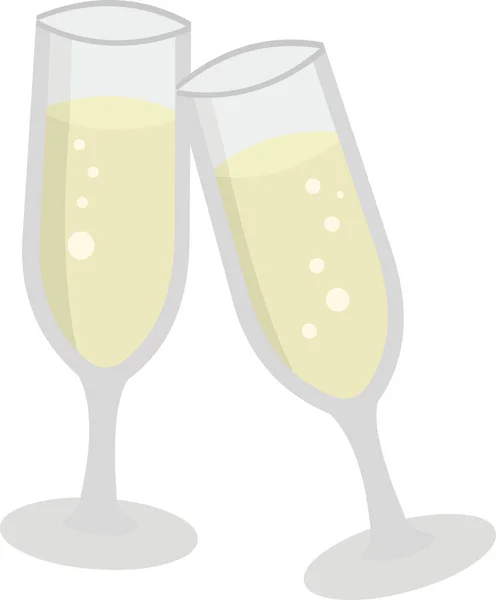 Illustration Vectorielle Pain Grillé Deux Verres Champagne — Image vectorielle