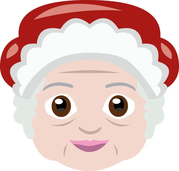 Vektorillustration Des Emoticons Des Gesichts Einer Großmutter Mit Weihnachtsmütze — Stockvektor