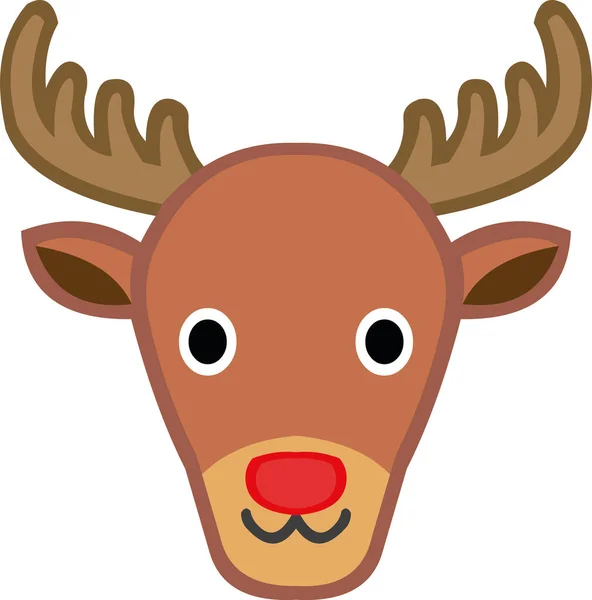 Vector Illustration Emoticon Face Christmas Reindeer — Stock Vector