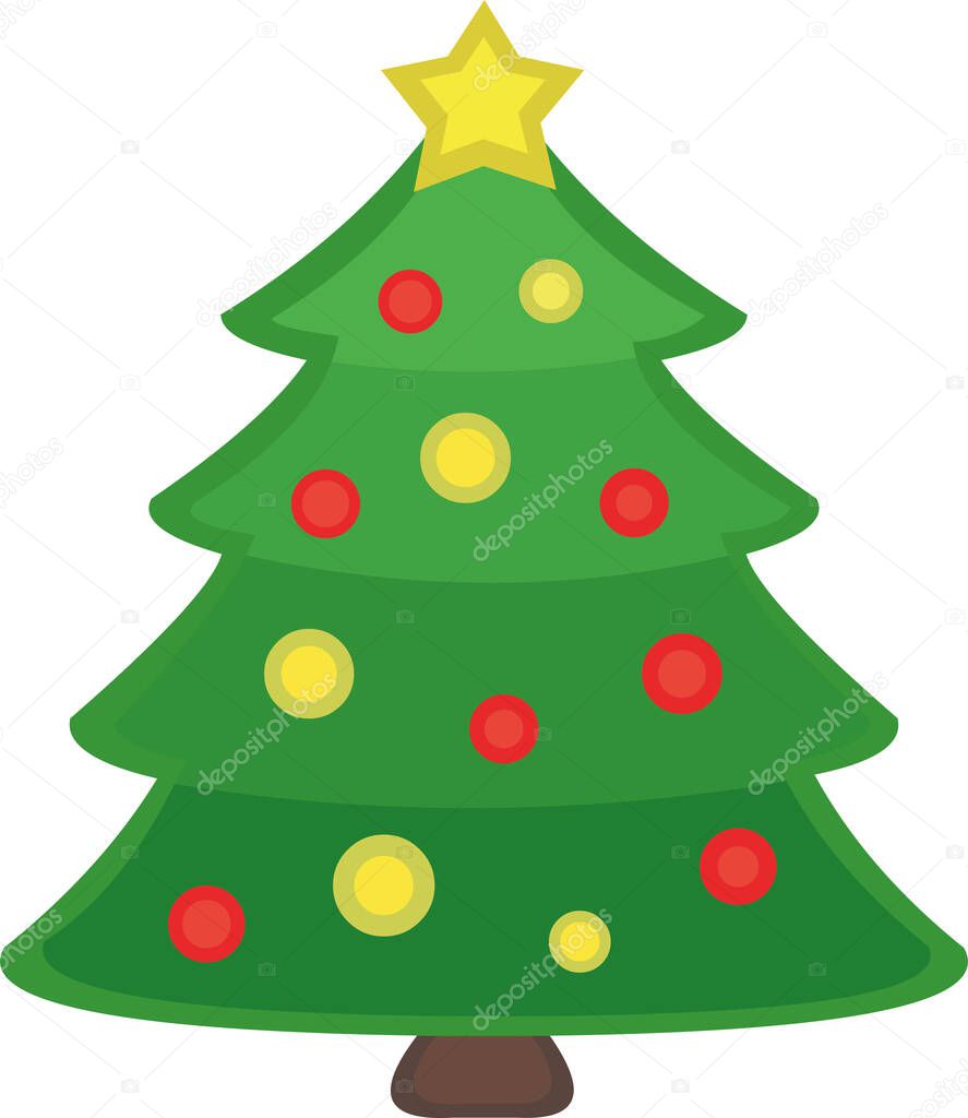 Vector emoticon illustration of a Christmas tree