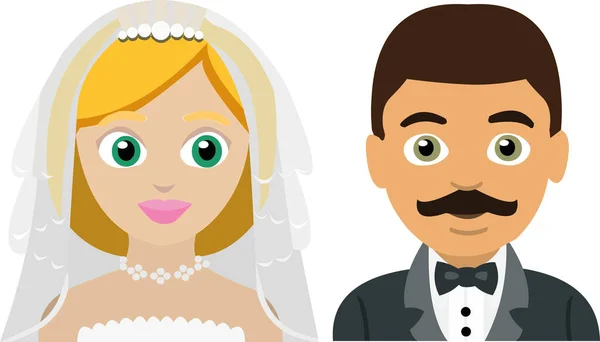 Vector Emoticon Illustration Husband Wife Getting Married — Stock Vector