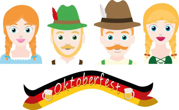 Vector Illustration Concept German People Oktoberfest — Stock Vector