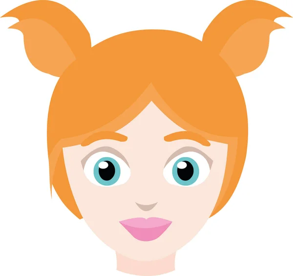 Vector Illustration Face Girl Red Hair — Stock Vector