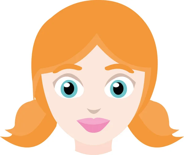Vektorová Ilustrace Obličeje Dívky Rudými Vlasy — Stockový vektor