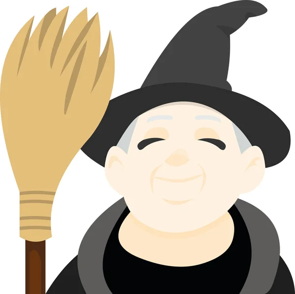 Vector Emoticon Illustration Witch Broom — Stock Vector