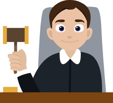 Vector illustration of emoticon of a male judge clipart