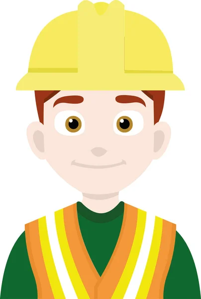 Vektor Emoticon Illustration Eines Bauarbeiters — Stockvektor