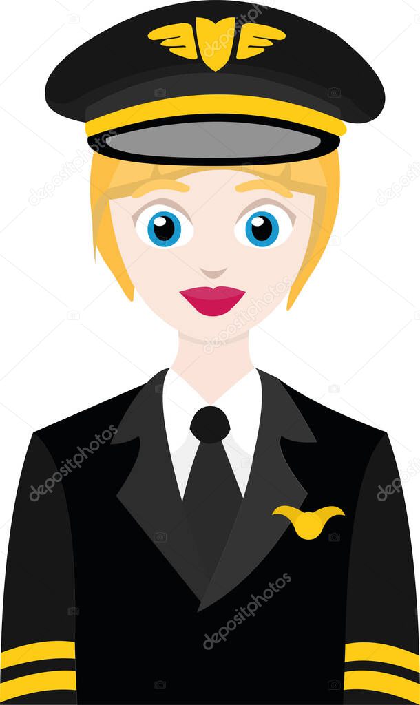 Vector illustration of a female airplane pilot