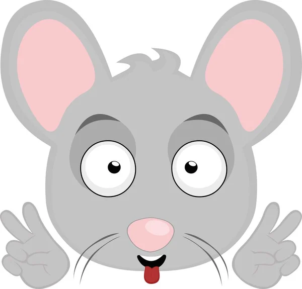 Vektorová Emotikonová Ilustrace Myši Která Dělá Gesto Lásky Míru — Stockový vektor