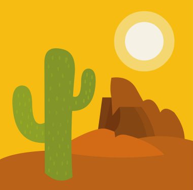 Çöl manzarasının vektör illüstrasyonu