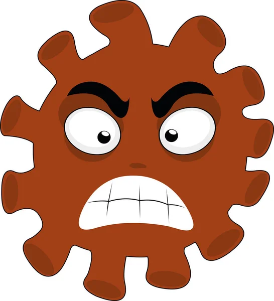 Vector Illustration Coronavirus Emoticon Angry Expression — Stock Vector